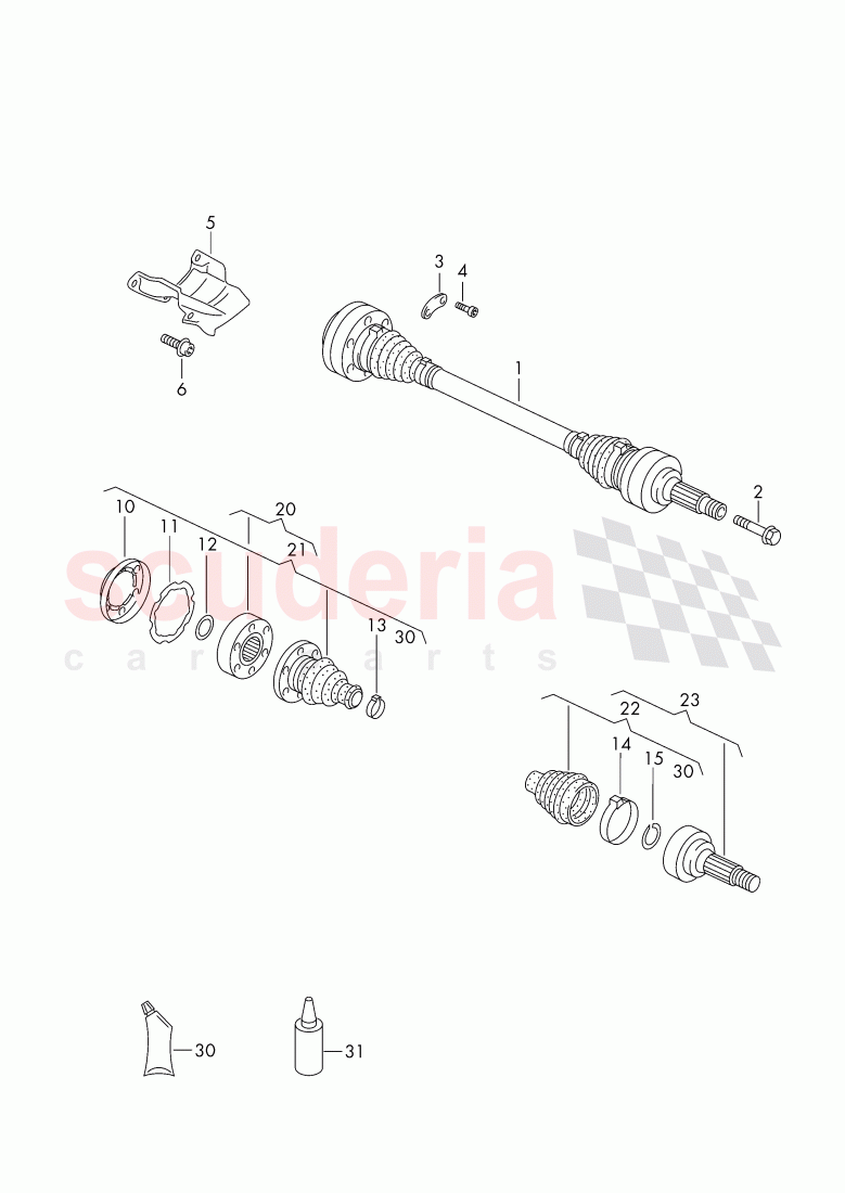 drive shaft, F 3W-5-035 020>>, F ZA-A-062 461>> of Bentley Bentley Continental Flying Spur (2006-2012)