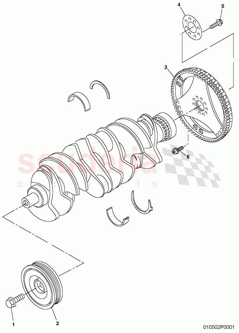 flywheel, v-belt pulley with vibration, damper of Bentley Bentley Continental GT (2003-2010)