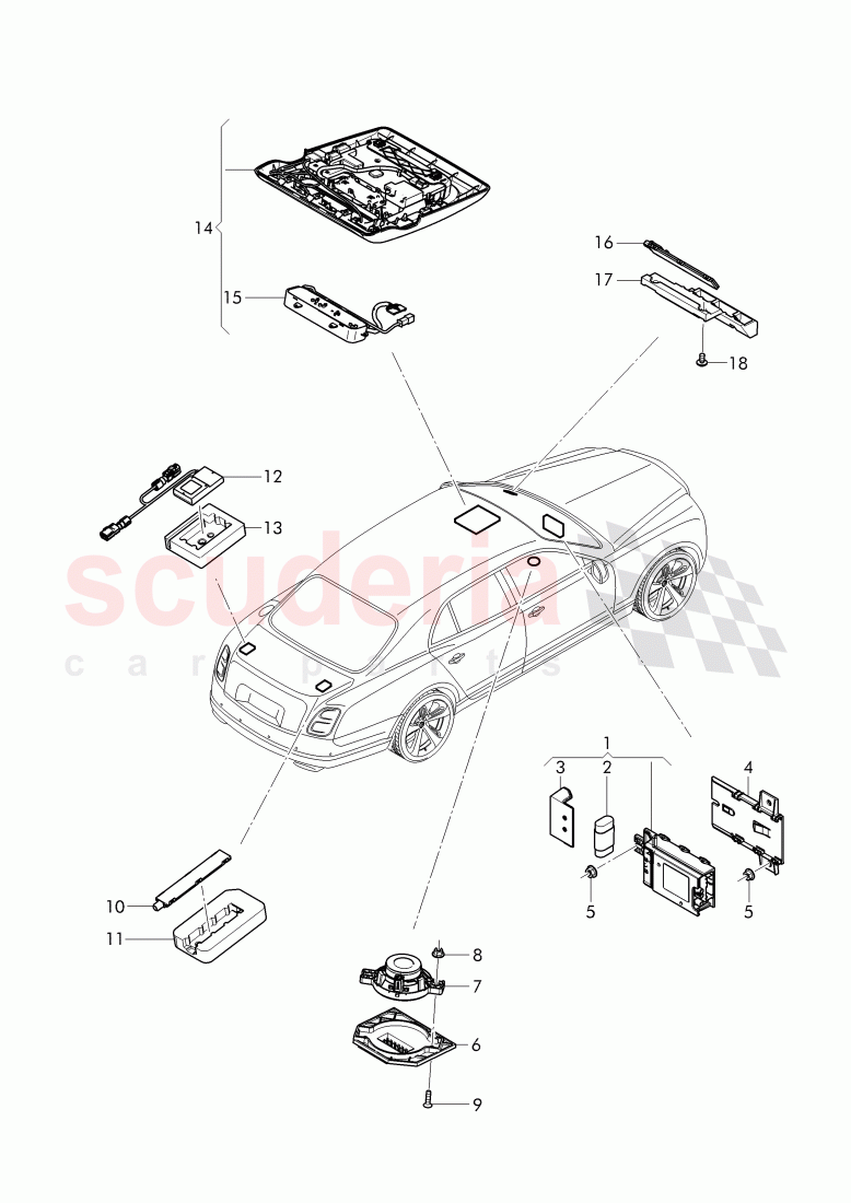 Control unit for emerg. call, module and communications unit of Bentley Bentley Mulsanne (2010+)