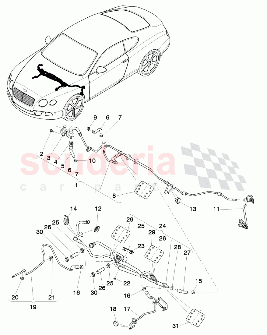 vacuum hoses for brake servo, vacuum hoses with connecting parts of Bentley Bentley Continental Supersports (2009-2011)