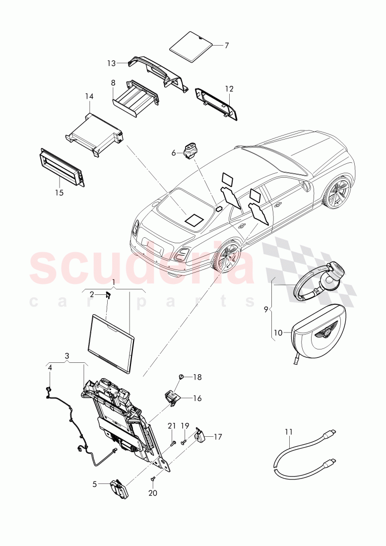 For vehicles with rear seat entertainment 'RSE', additional equipment, D - MJ 2017>> of Bentley Bentley Mulsanne (2010+)