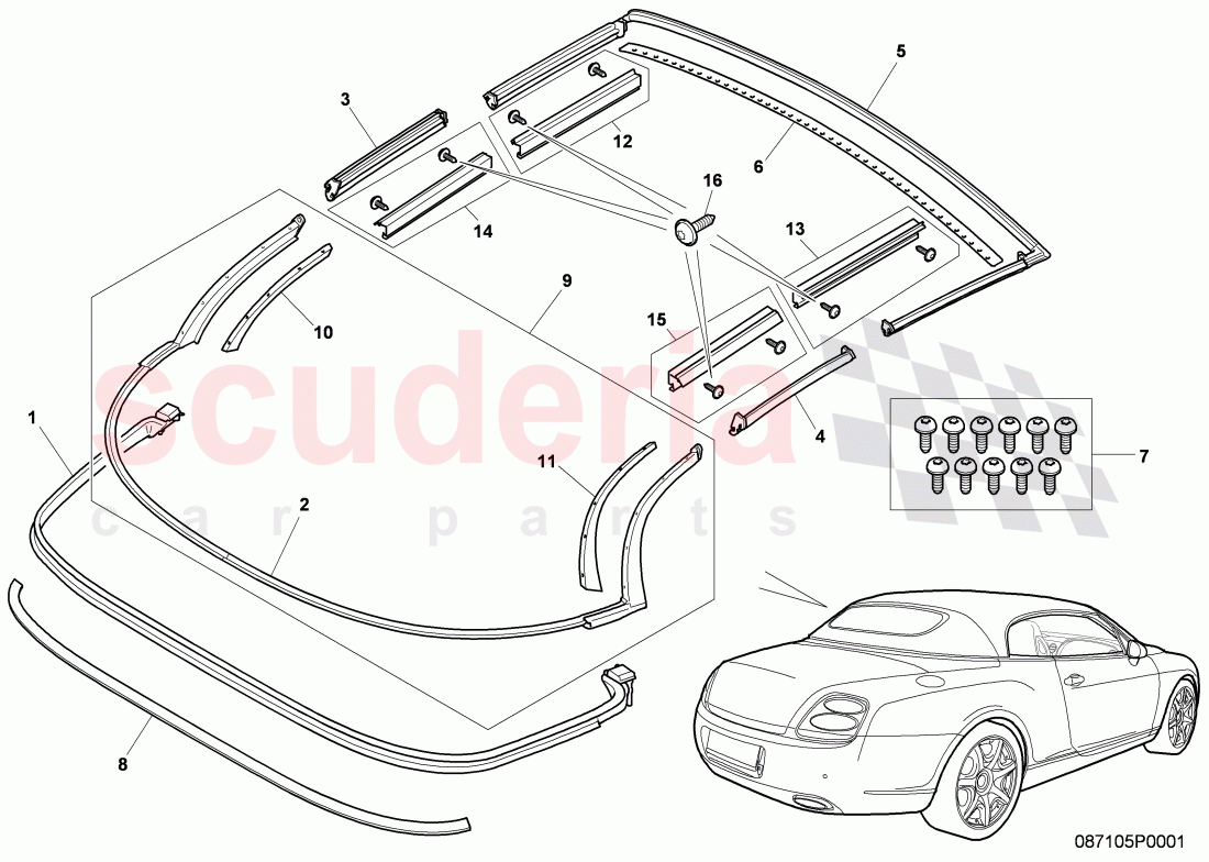 Fixing and Sealing, Convertible Roof of Bentley Bentley Continental GTC (2006-2010)