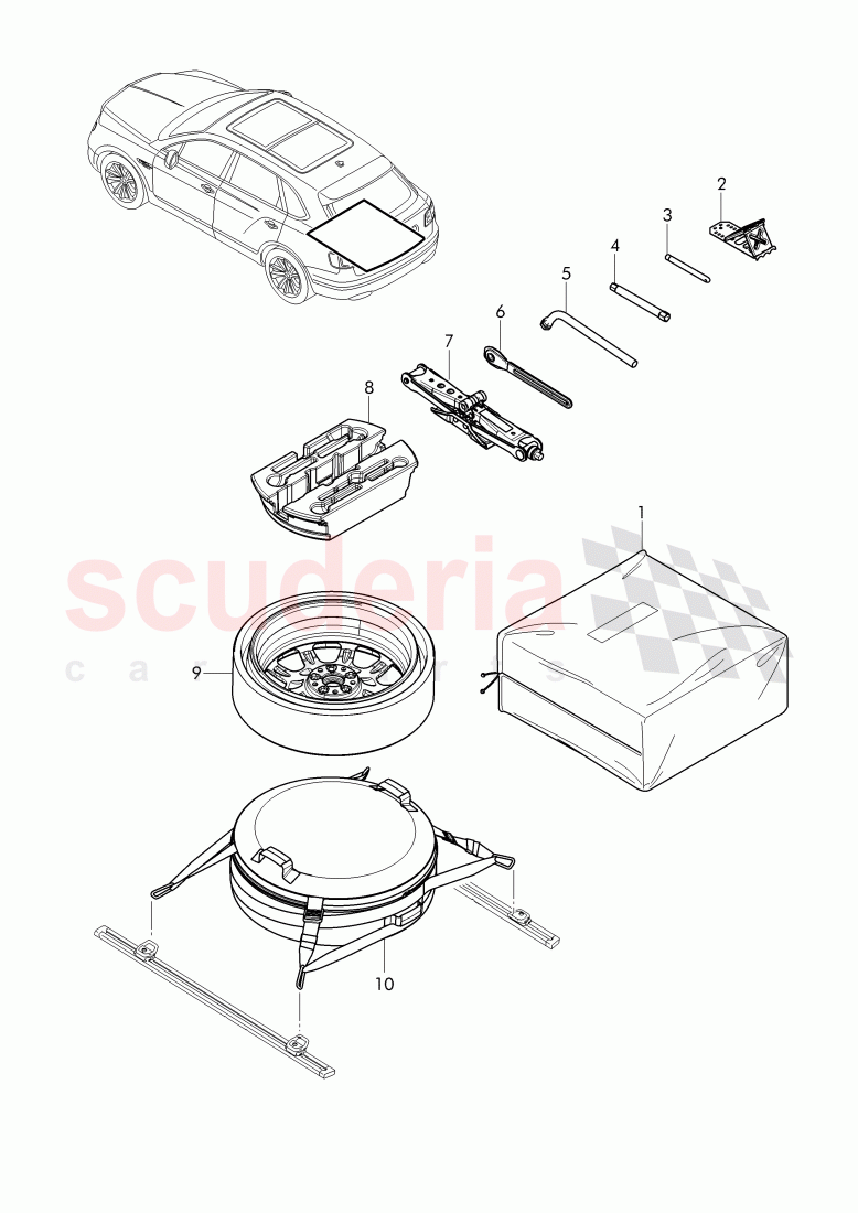 Spare Wheel, jack of Bentley Bentley Bentayga (2015+)