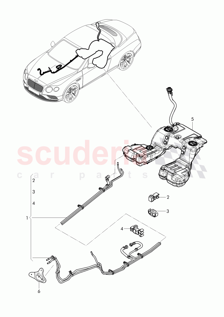 1 set of fuel lines, clip of Bentley Bentley Continental GTC (2011+)