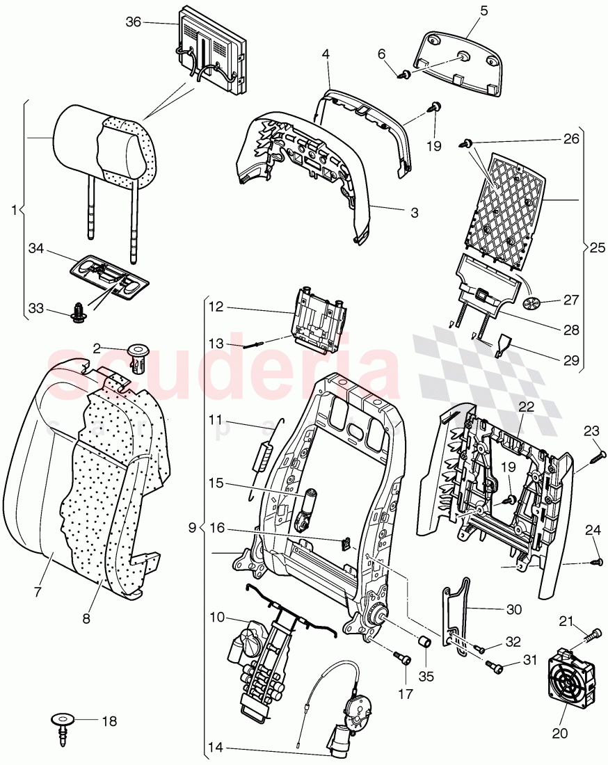 Seat Squab and Headrest, F 3W-8-052 846>>, F ZA-A-062 464>> of Bentley Bentley Continental Flying Spur (2006-2012)