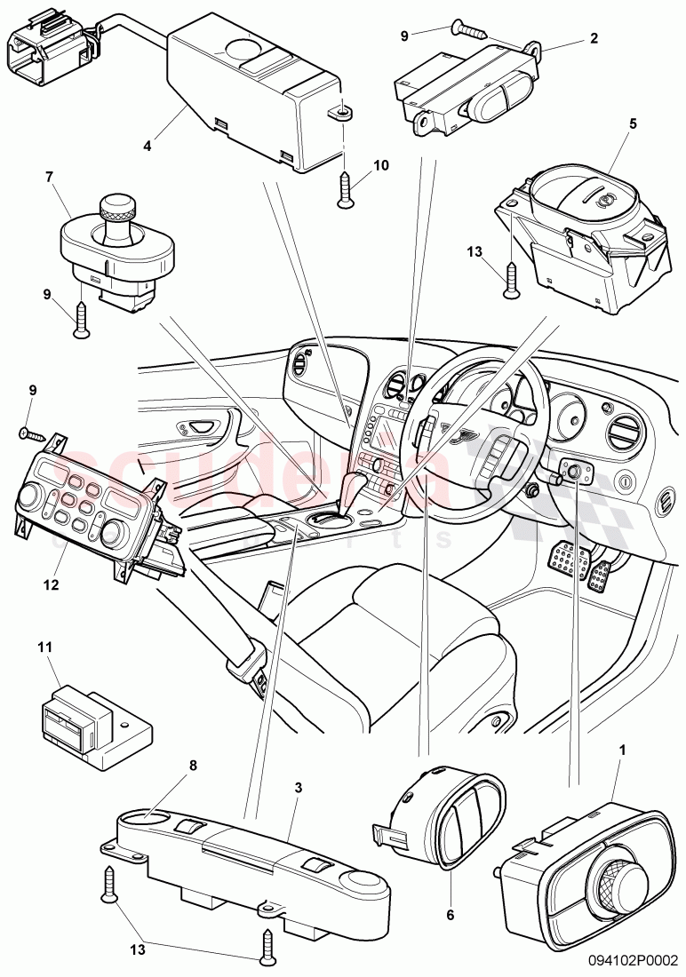 switches in dashboard, F >> 3W-6-039 945 of Bentley Bentley Continental Flying Spur (2006-2012)