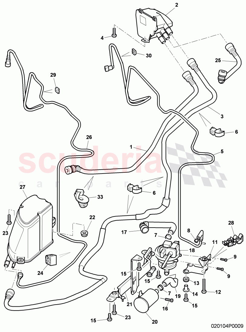 Active charcoal filter with diagnosis pump for fuel delivery system, ventilation for fuel tank, F 3W-8-053 906>>, F ZA-A-062 022>>, D >> - MJ 2010 of Bentley Bentley Continental GTC (2006-2010)