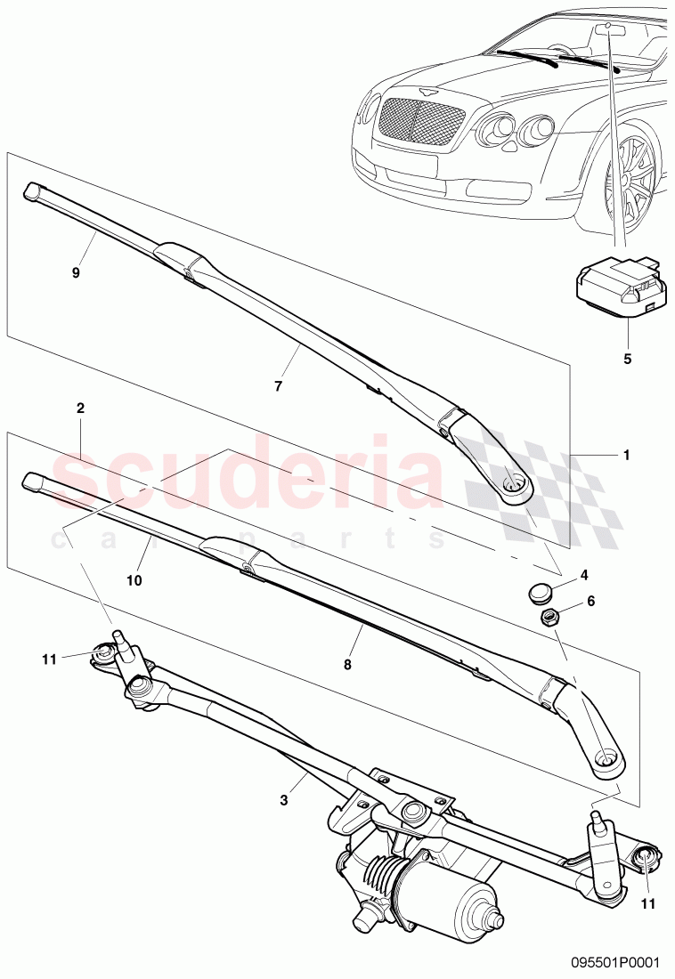 windshield wiper system compl. of Bentley Bentley Continental Supersports (2009-2011)