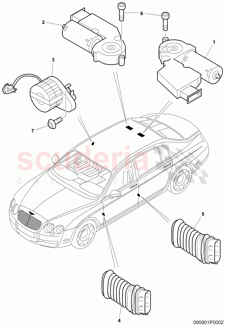 sliding roof motor of Bentley Bentley Continental Flying Spur (2006-2012)