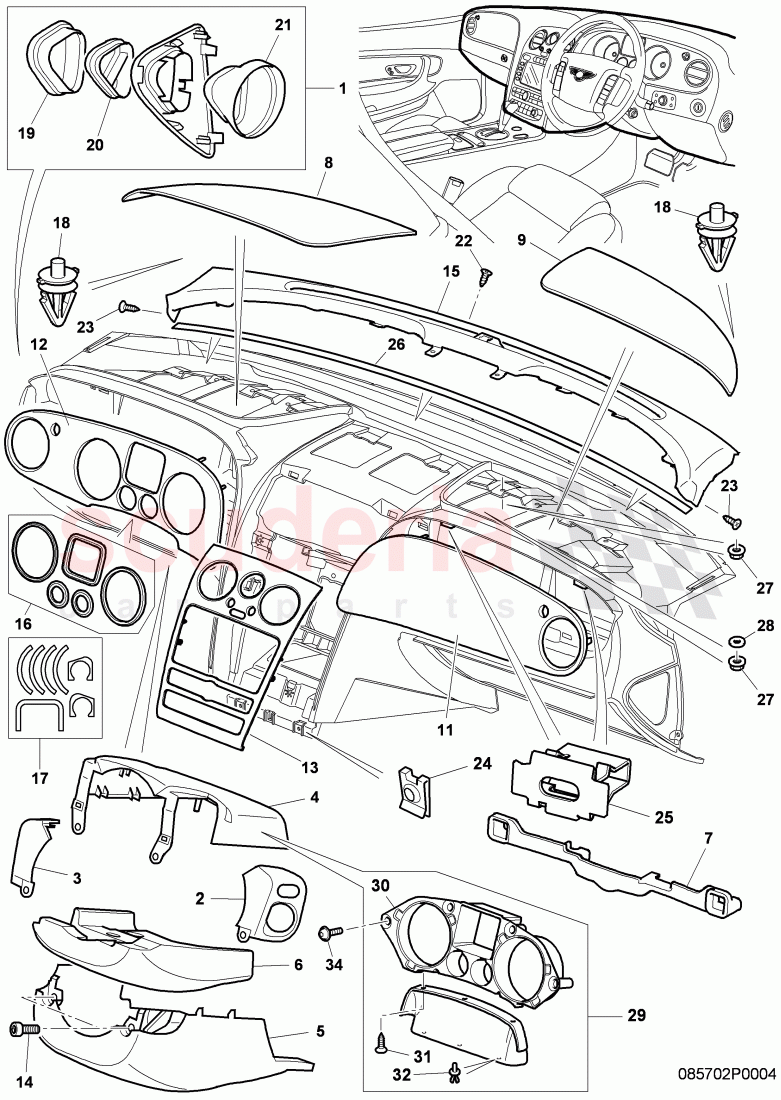 dashboard installation parts, D - MJ 2008>> - MJ 2009 of Bentley Bentley Continental Flying Spur (2006-2012)