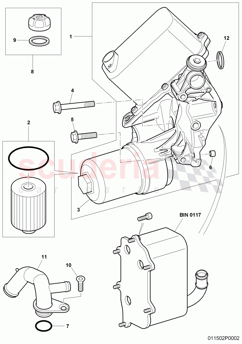 oil filter with flange and oil cooler, cap of Bentley Bentley Continental Supersports (2009-2011)