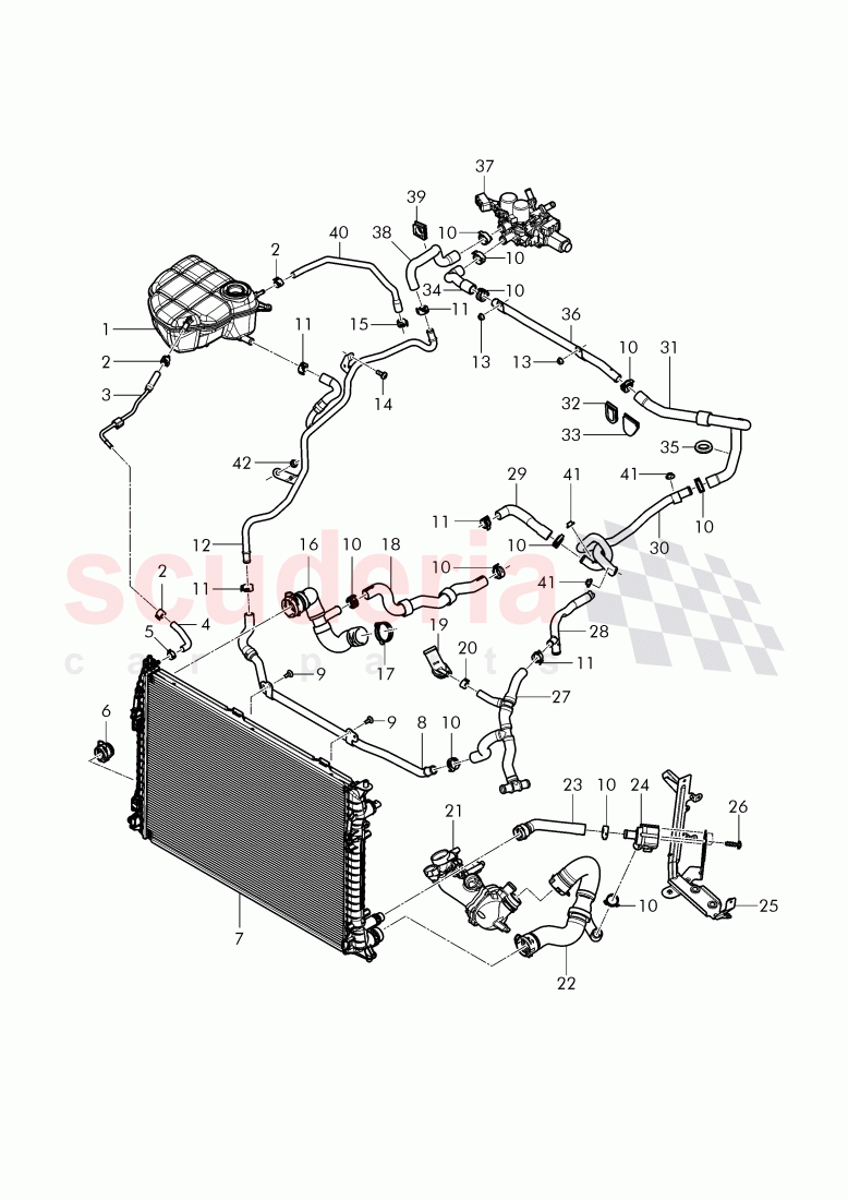 Coolant hoses and pipes, Engine bay, D - MJ 2015>>, F >> 3W-F-044 095, F >> ZA-F-044 095 of Bentley Bentley Continental GT (2011-2018)