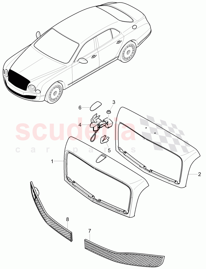 Original Accessories, trim for radiator grille, bumper, grille of Bentley Bentley Mulsanne (2010+)