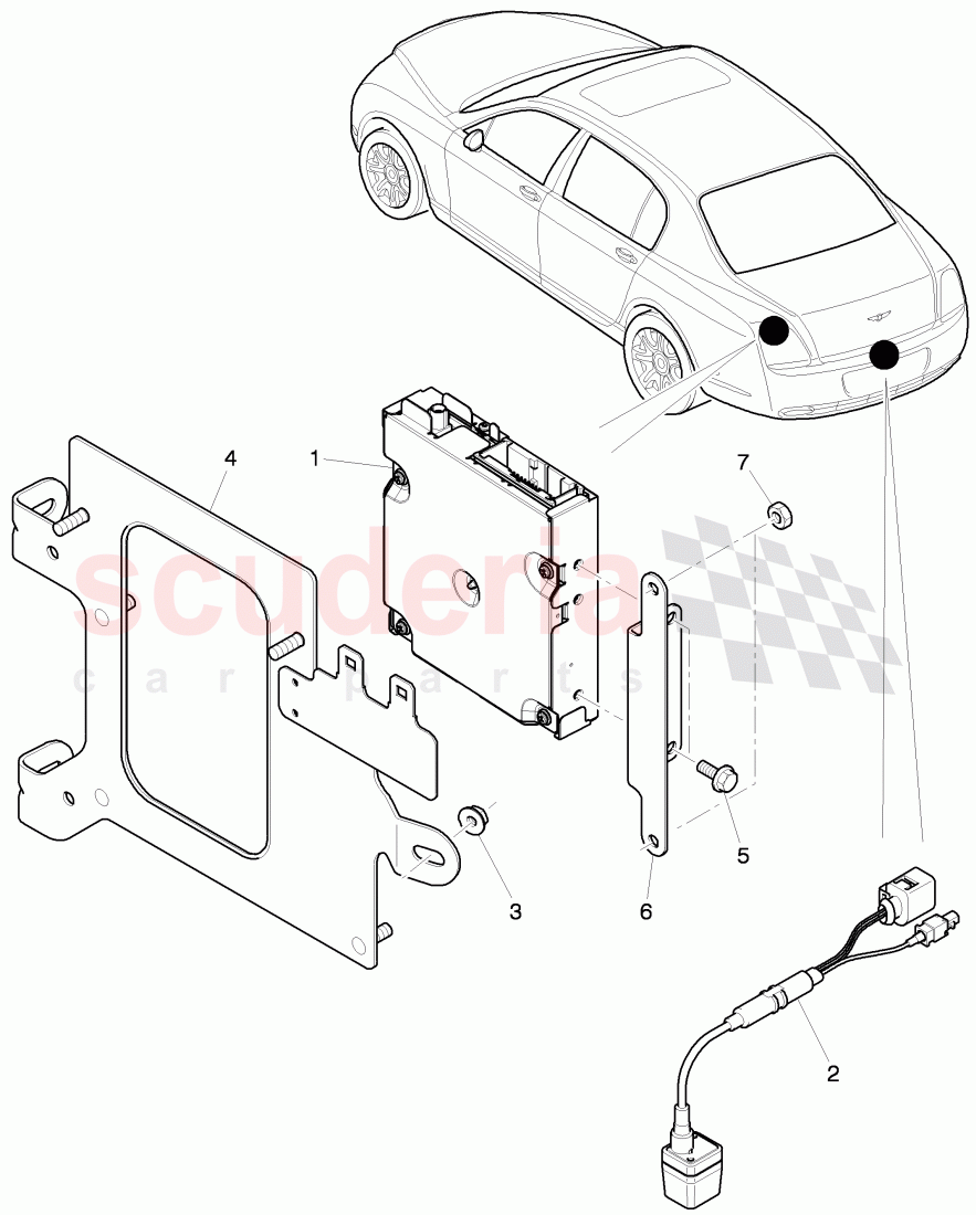 rear view camera, F 3W-C-070 491>>, F ZA-C-070 491>> of Bentley Bentley Continental Flying Spur (2006-2012)