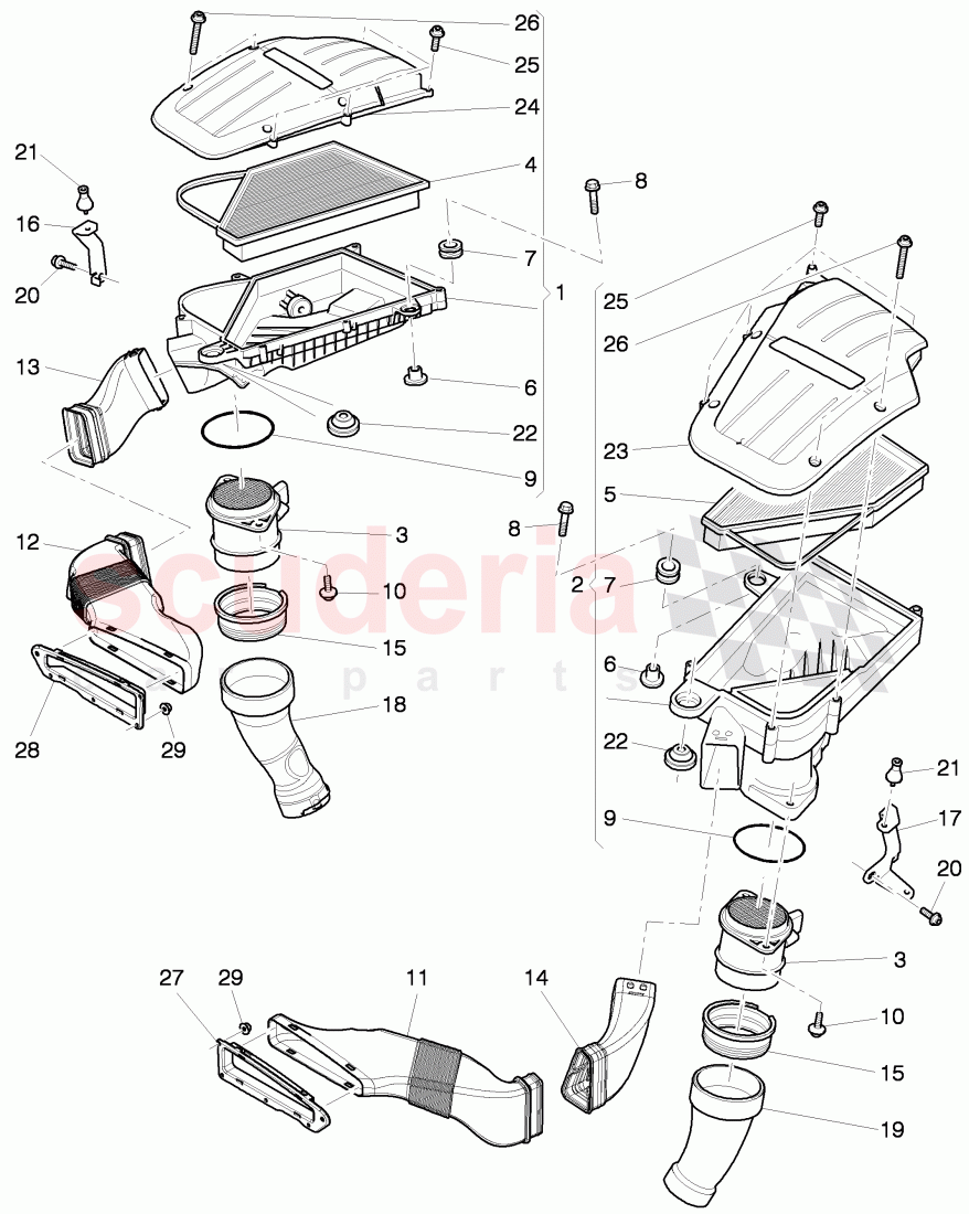 air cleaner with connecting, parts, mass air flow sensor of Bentley Bentley Continental Supersports (2009-2011)