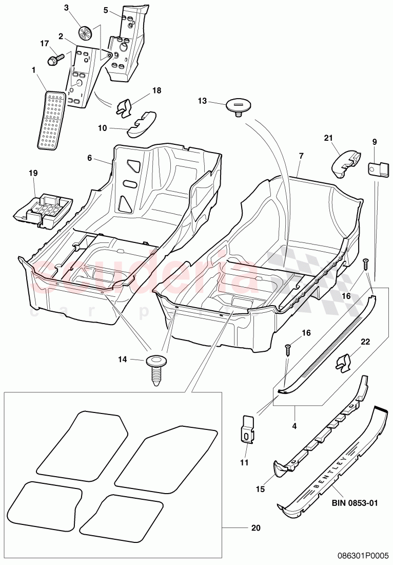 floor covering, D - MJ 2007>> - MJ 2008 of Bentley Bentley Continental GT (2003-2010)