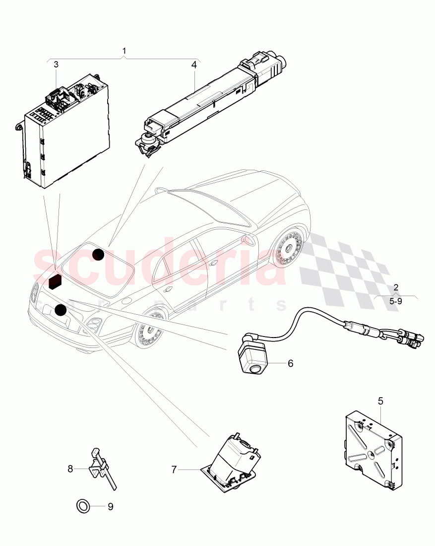 Original Accessories, DAB receiver, rear view camera of Bentley Bentley Mulsanne (2010+)