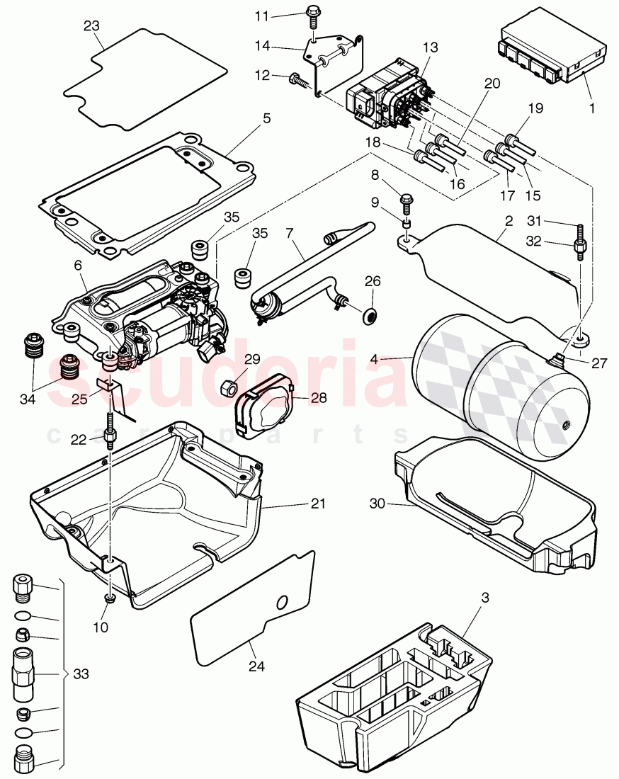 air supply unit, reservoir, air line, valve unit, D >> - MJ 2016 of Bentley Bentley Mulsanne (2010+)