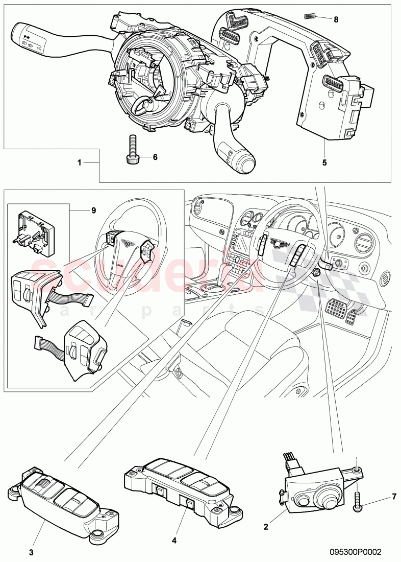 steering column switch, and trim, D - MJ 2008>> of Bentley Bentley Continental GT (2003-2010)