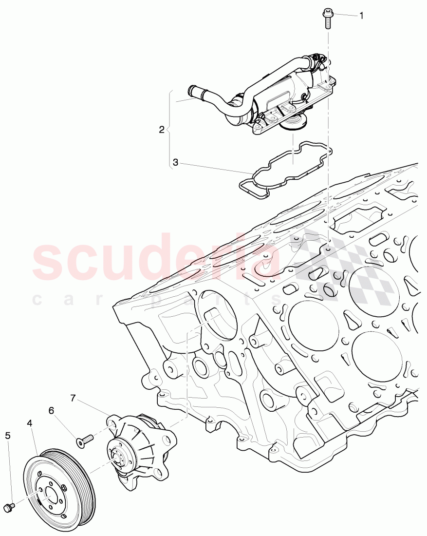 water pump with adhesive, gasket, coolant thermostat housing, with thermostat of Bentley Bentley Continental GT (2011-2018)