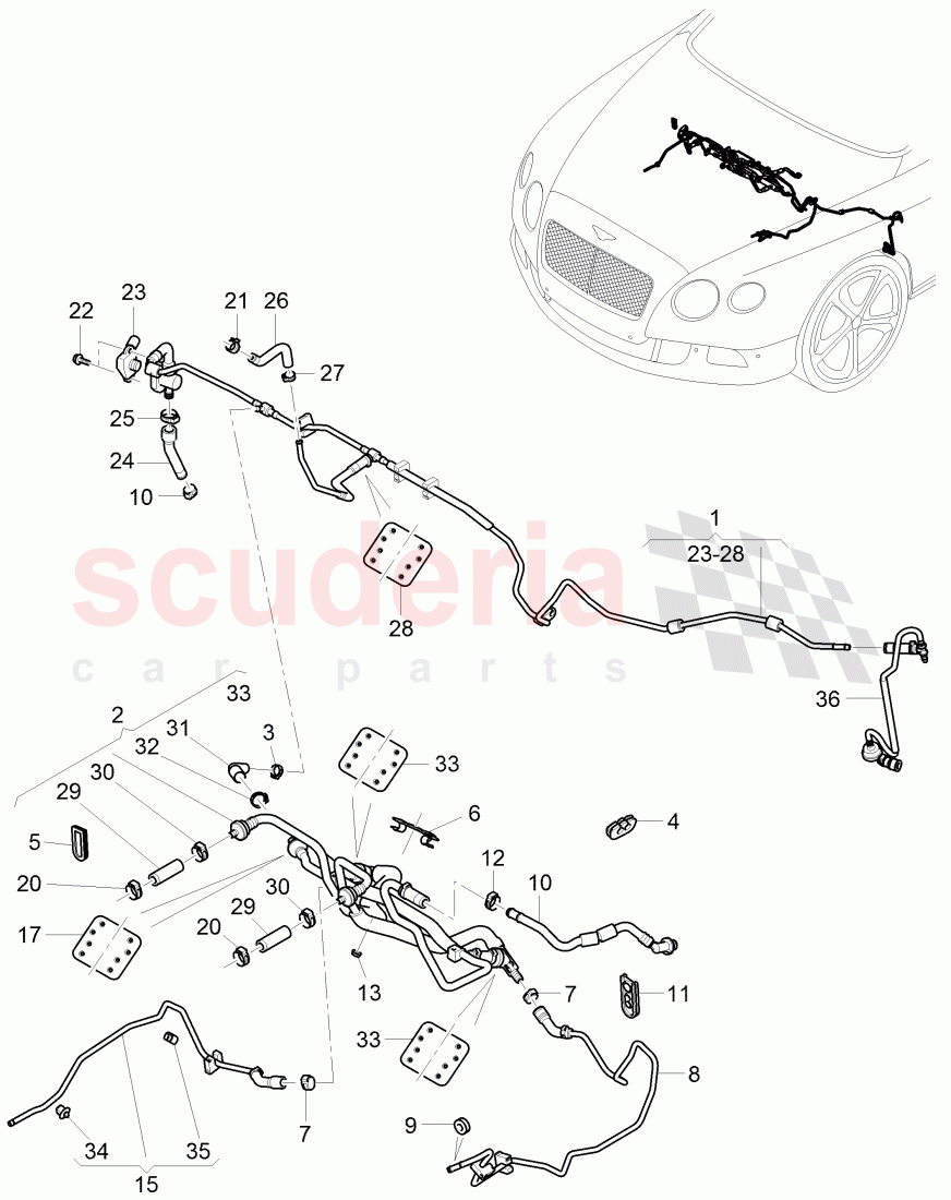 vacuum hoses for brake servo, vacuum hoses with connecting parts, D - MJ 2009>> of Bentley Bentley Continental Flying Spur (2006-2012)