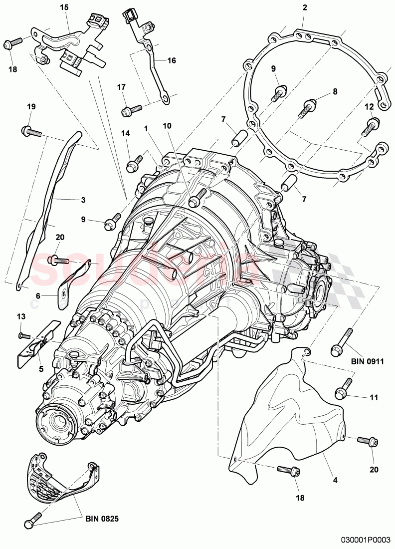 6 speed automatic transmission, with central differential, fasteners, heatshield, intermediate plate of Bentley Bentley Continental GT (2003-2010)