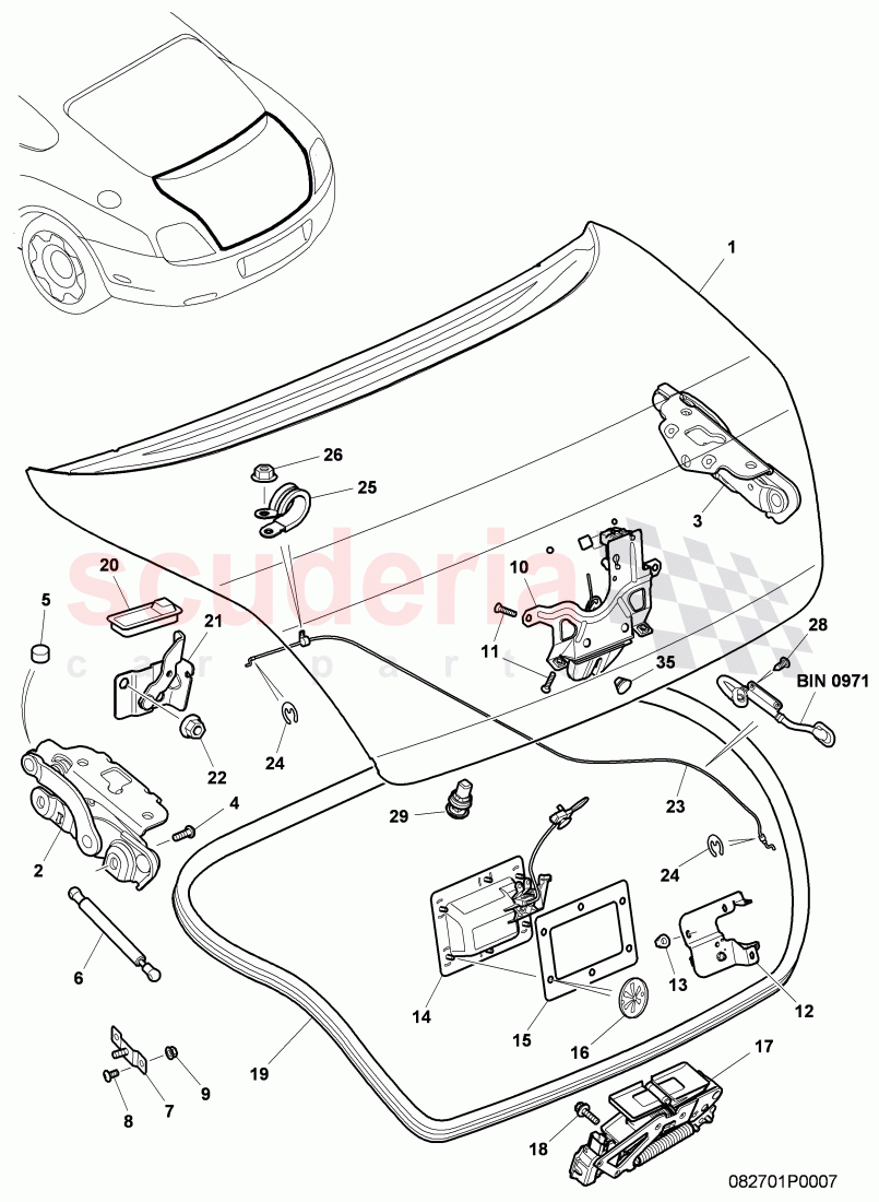 rear trunk lid, D - MJ 2006>> of Bentley Bentley Continental GT (2003-2010)