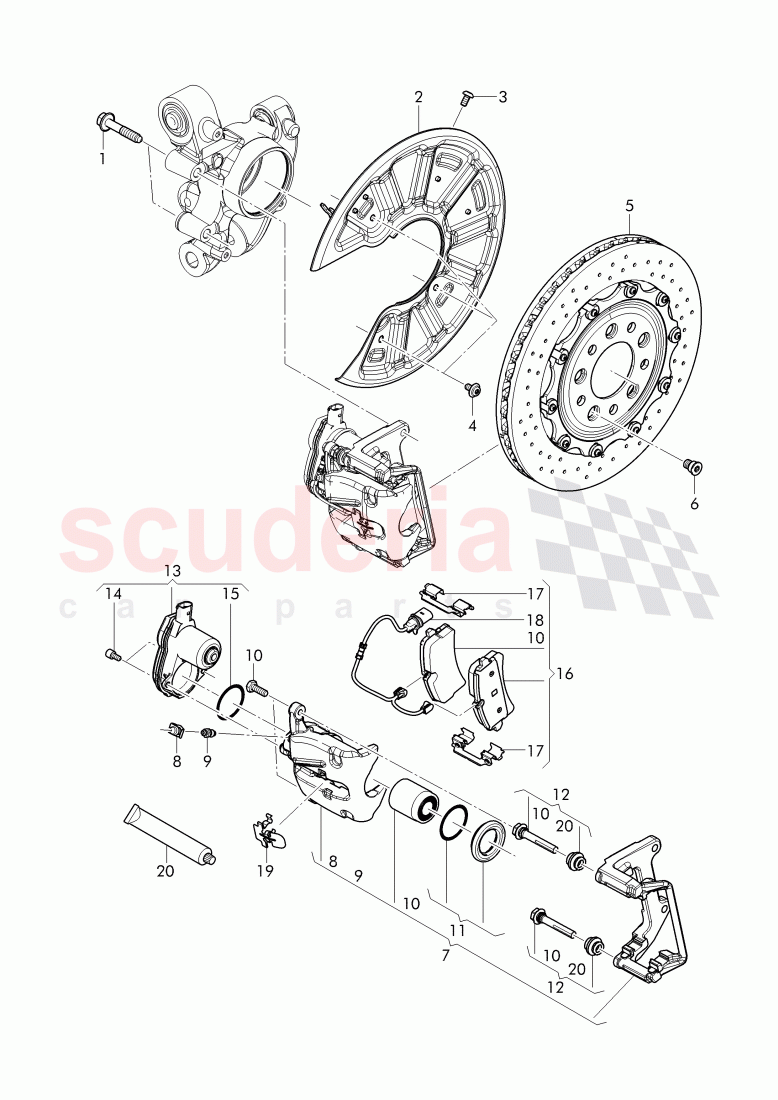 brake caliper, brake disc (ventilated), splash shield for brake disc, for vehicles with ceramic, brake disc, D - MJ 2017>> of Bentley Bentley Mulsanne (2010+)