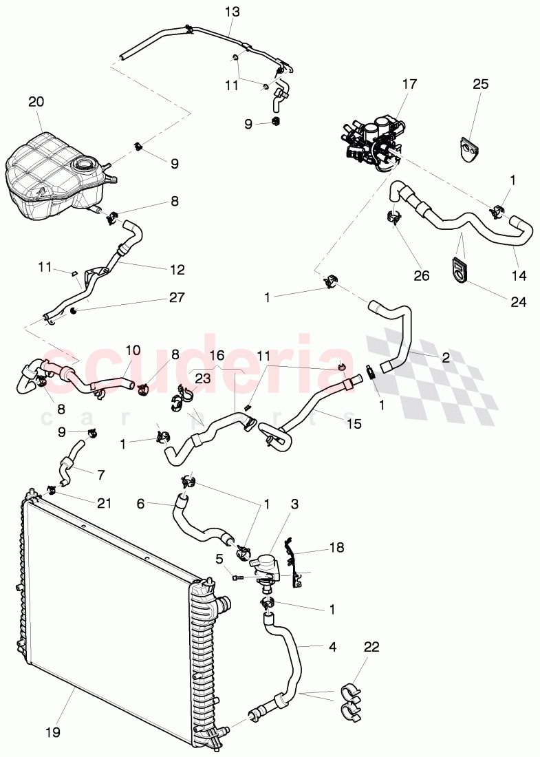 Coolant hoses and pipes, Engine bay, D >> - MJ 2014 of Bentley Bentley Continental GT (2011-2018)