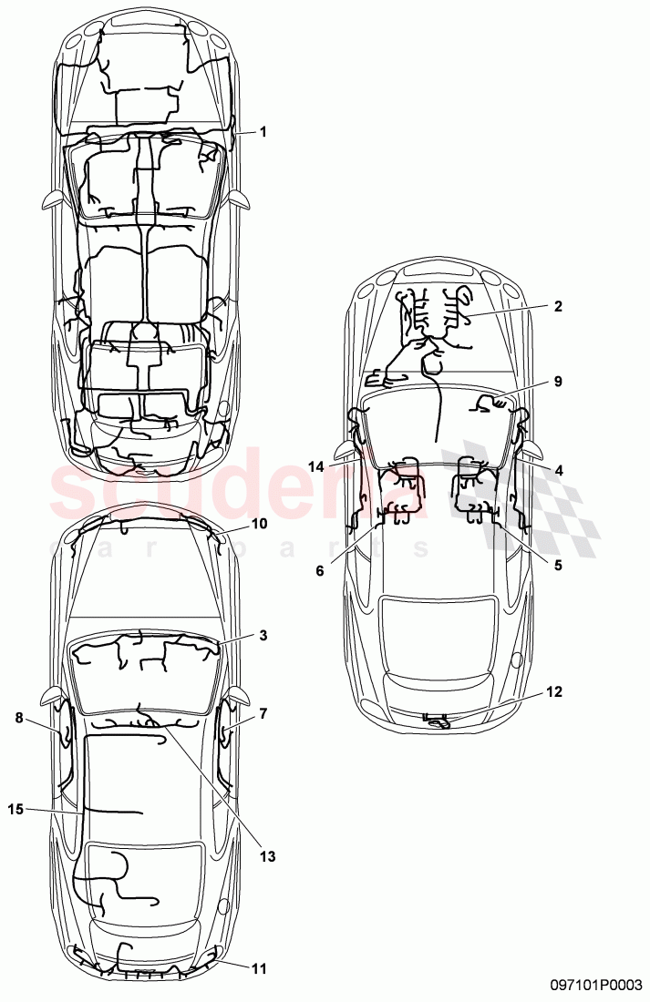 wiring harnesses, F 3W-8-052 847>>, D >> - MJ 2009 of Bentley Bentley Continental GTC (2006-2010)