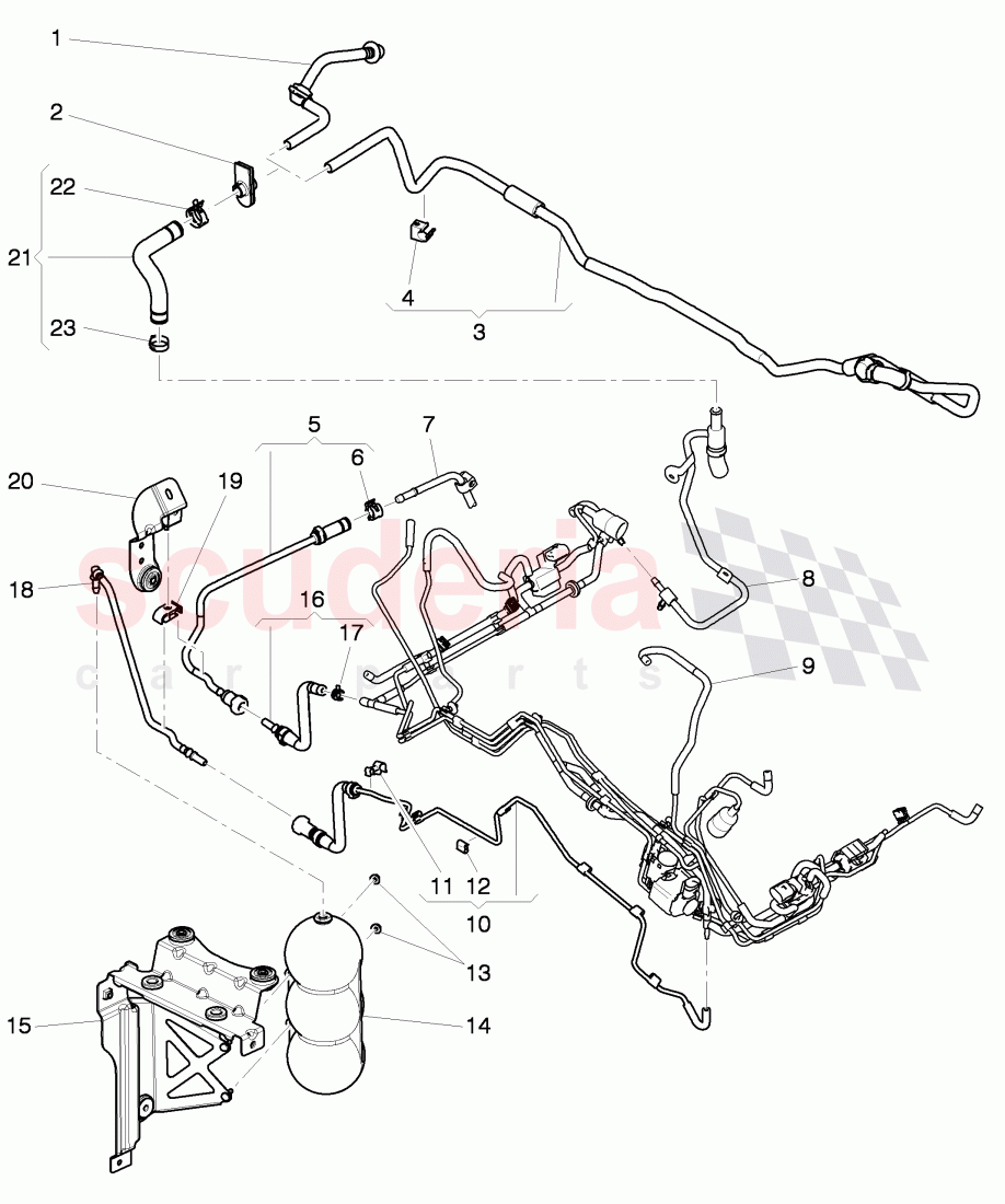 vacuum hoses for brake servo, vacuum hoses with connecting parts, D >> - MJ 2014 of Bentley Bentley Continental GT (2011-2018)