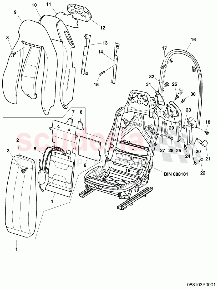 Seat Squab and Headrest, F >> 3W-6-039 935 of Bentley Bentley Continental GT (2003-2010)