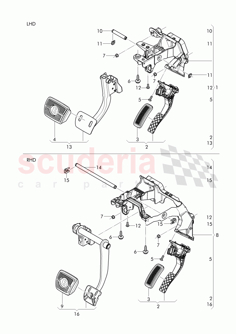 Brake and accel. mechanism of Bentley Bentley Bentayga (2015+)