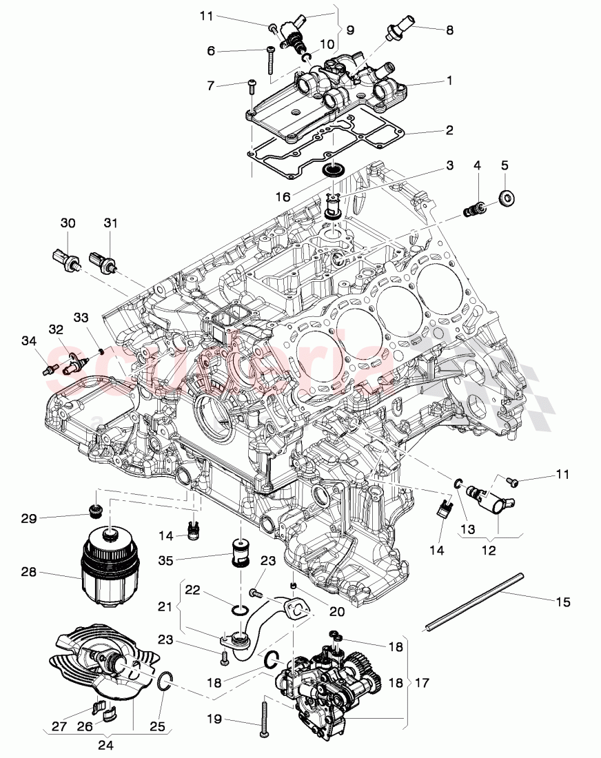 oil pump, oil strainer, control flap, oil pressure gauge sender of Bentley Bentley Continental GTC (2011+)