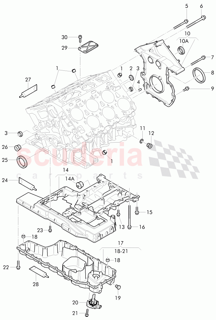 crankcase, oil pan, sealing flange of Bentley Bentley Continental Flying Spur (2013+)