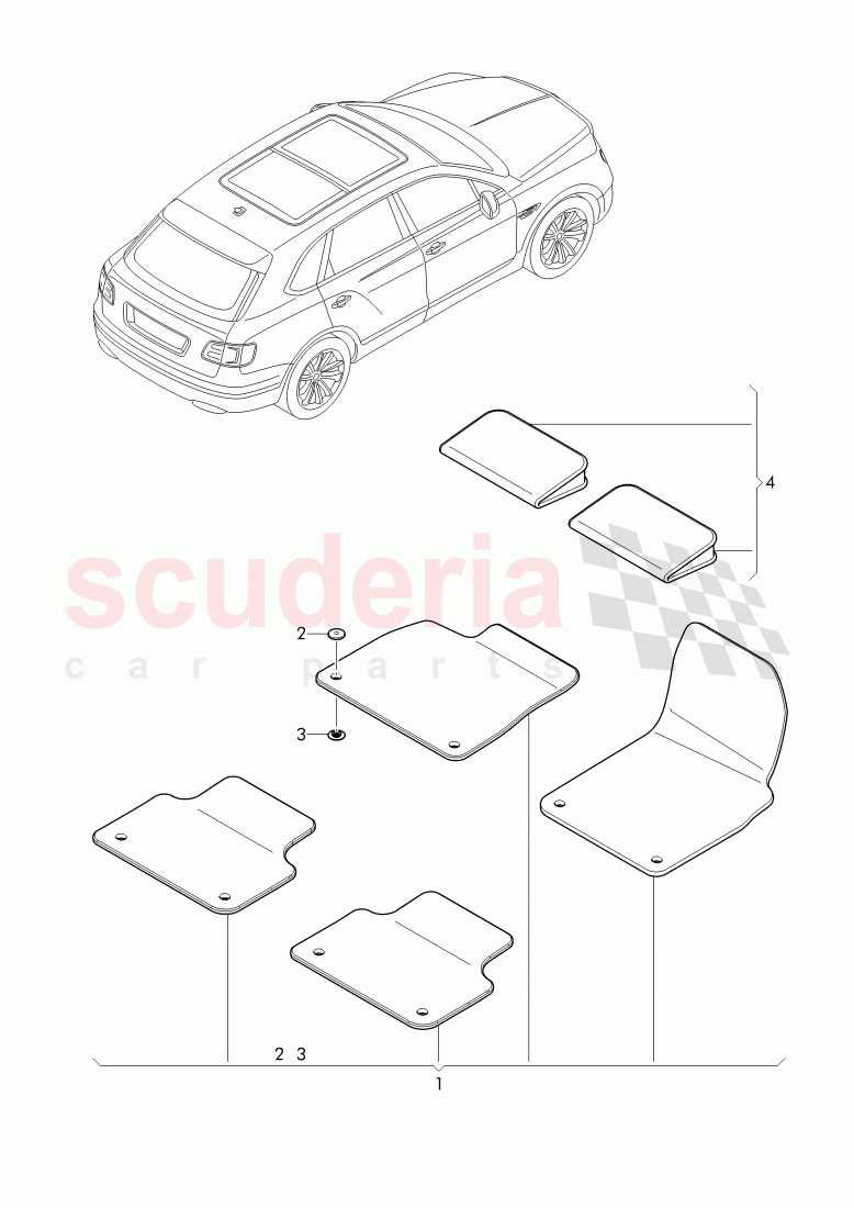 Original Accessories, floor mat, foot support of Bentley Bentley Bentayga (2015+)