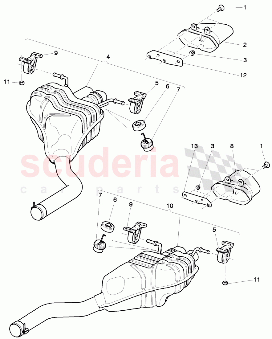 Exhaust muffler with exhaust flap, Exhaust pipe tips, D >> - MJ 2015 of Bentley Bentley Continental GTC (2011+)