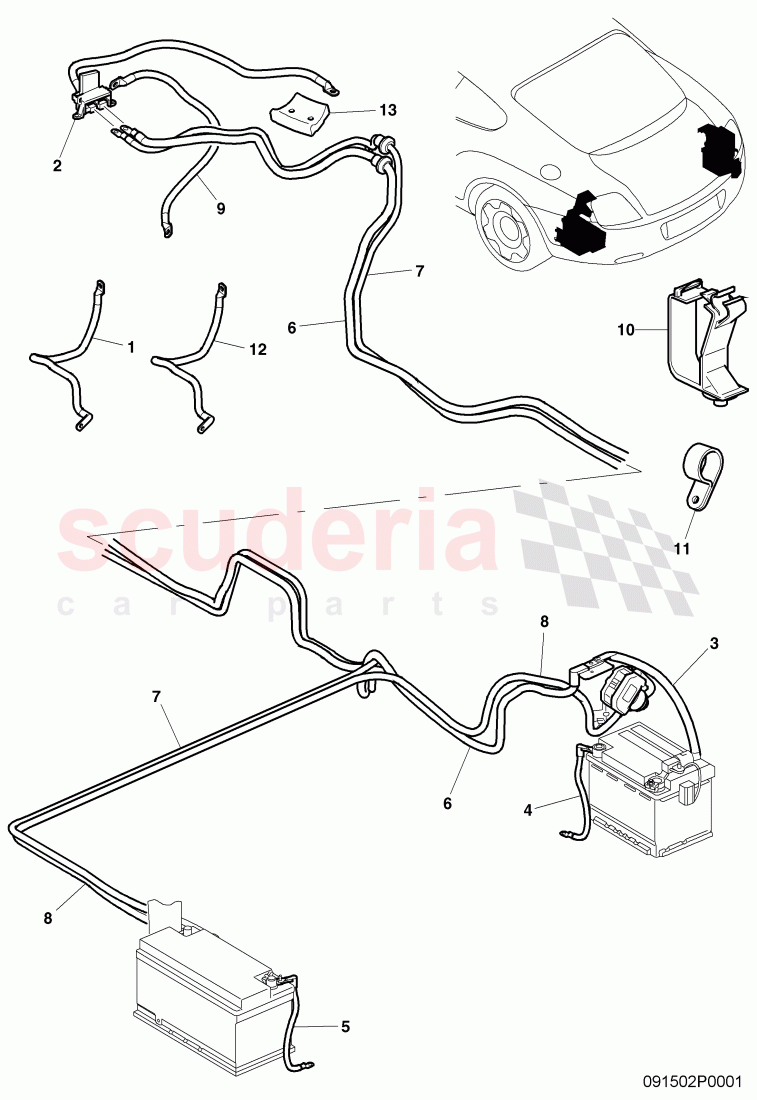 Battery cable, F 3W-4-020 001>> 3W-7-051 362 of Bentley Bentley Continental GT (2003-2010)