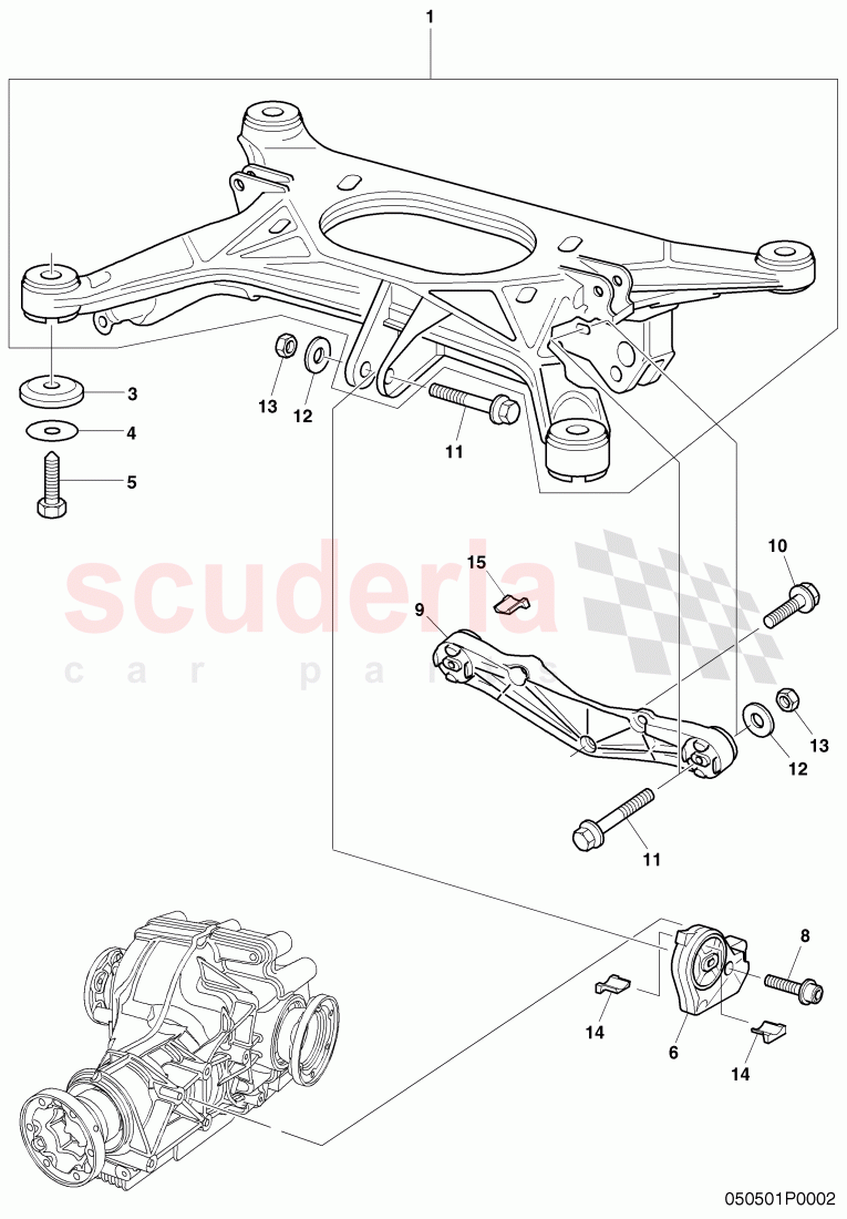 sub-frame, with rubber mounting, F 3W-5-024 203>>, F ZA-A-062 566>> of Bentley Bentley Continental GT (2003-2010)