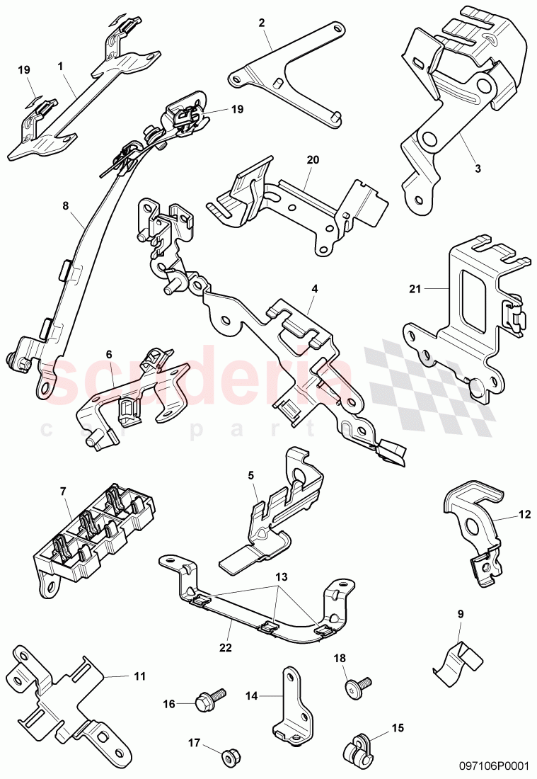 Cable holder and clamps for engines of Bentley Bentley Continental GTC (2006-2010)