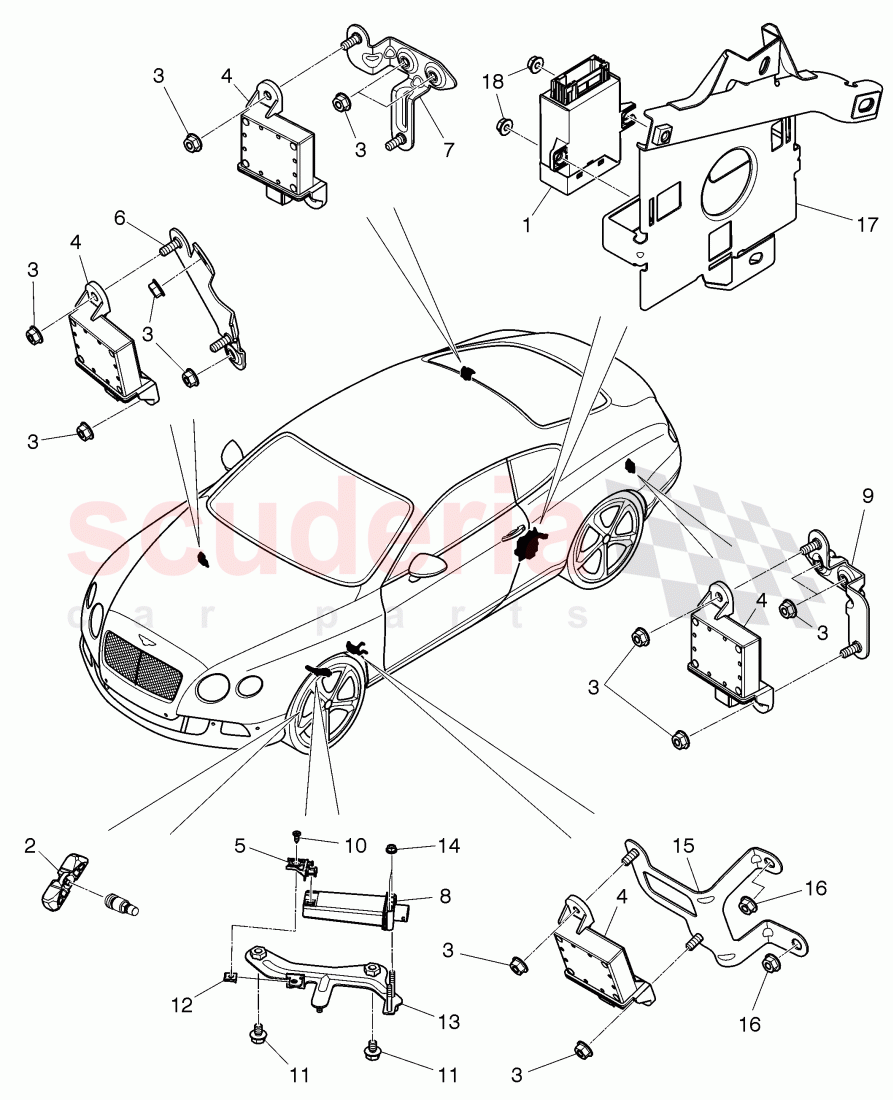 Tire pressure control system, F 3W-D-082 509>>, F ZA-D-082 509>>, D >> - MJ 2013 of Bentley Bentley Continental GT (2011-2018)