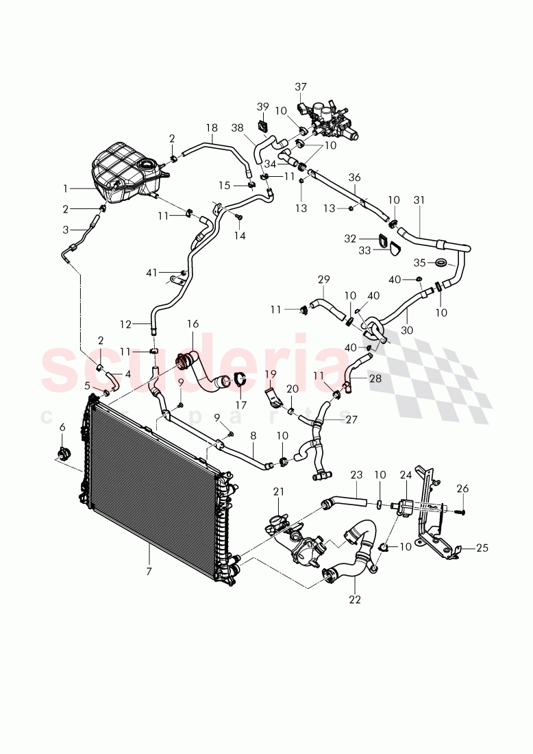 Coolant hoses and pipes, Engine bay, F 3W-F-044 096>>, F ZA-F-044 096>> of Bentley Bentley Continental GTC (2011+)