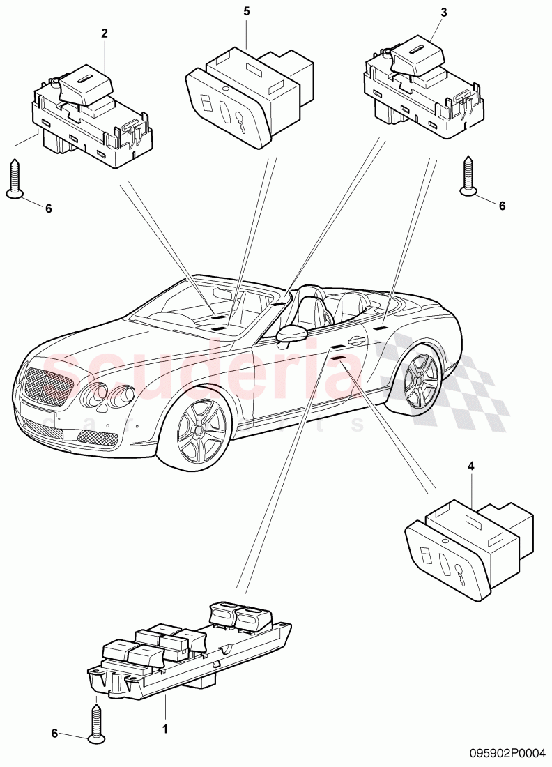 switches in door trim panel of Bentley Bentley Continental Supersports (2009-2011)