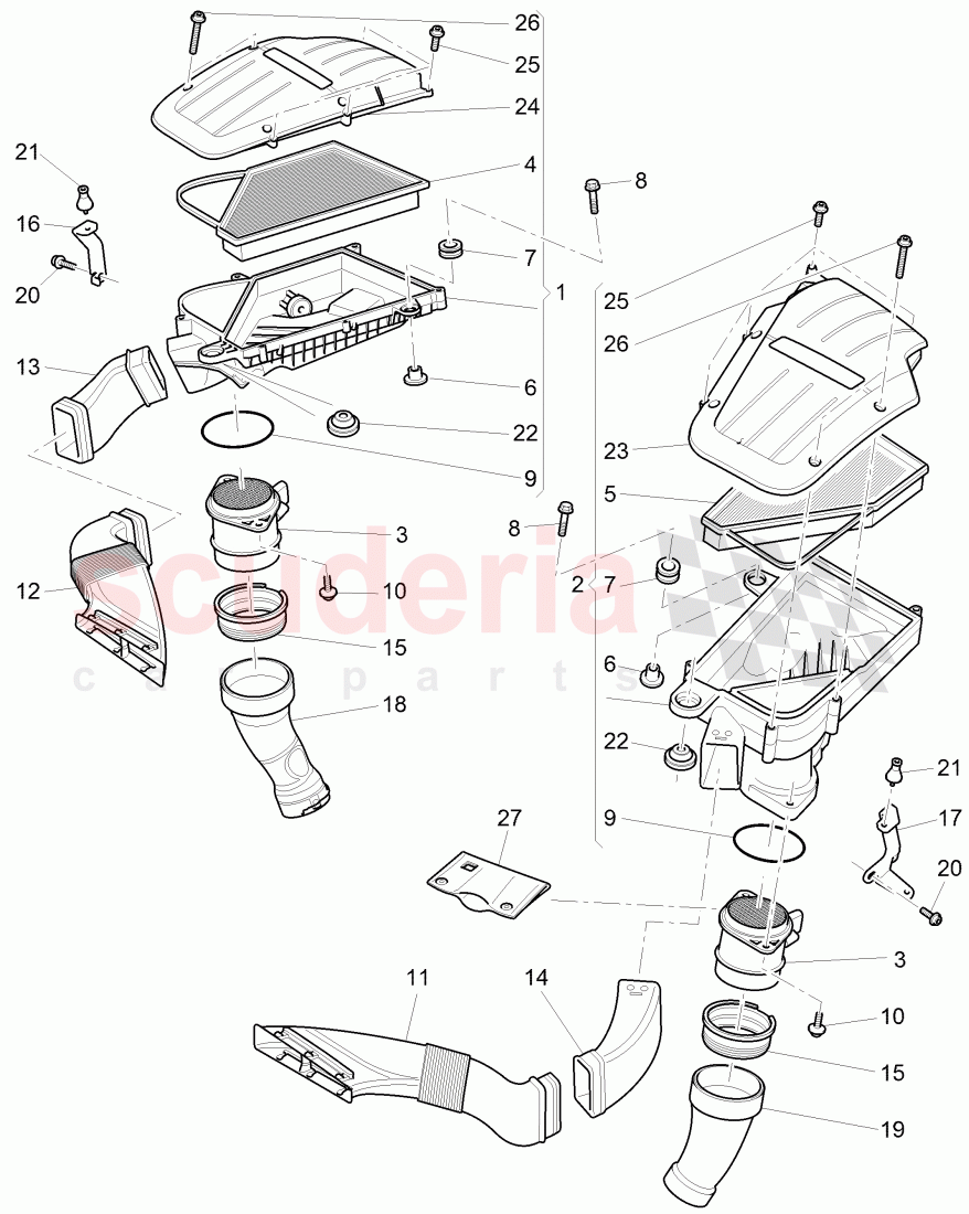 air cleaner with connecting, parts, mass air flow sensor, D >> - MJ 2015 of Bentley Bentley Continental GT (2011-2018)