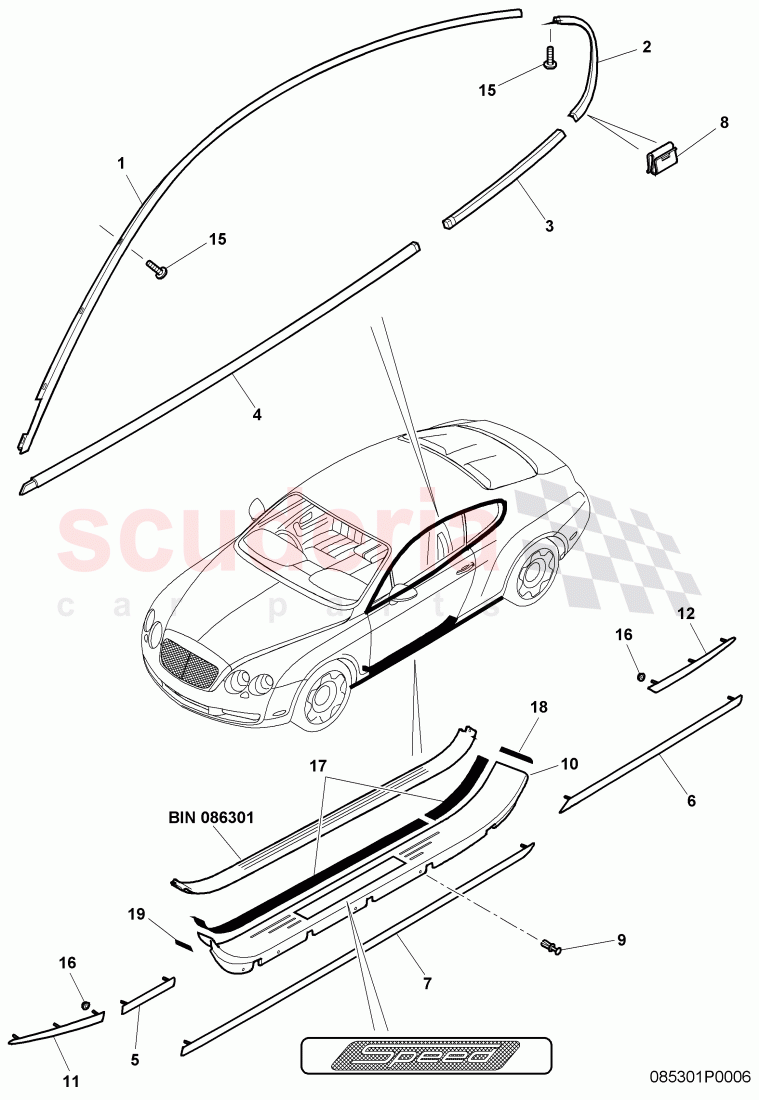 trim for door window frame, GT SPEED of Bentley Bentley Continental GT (2003-2010)