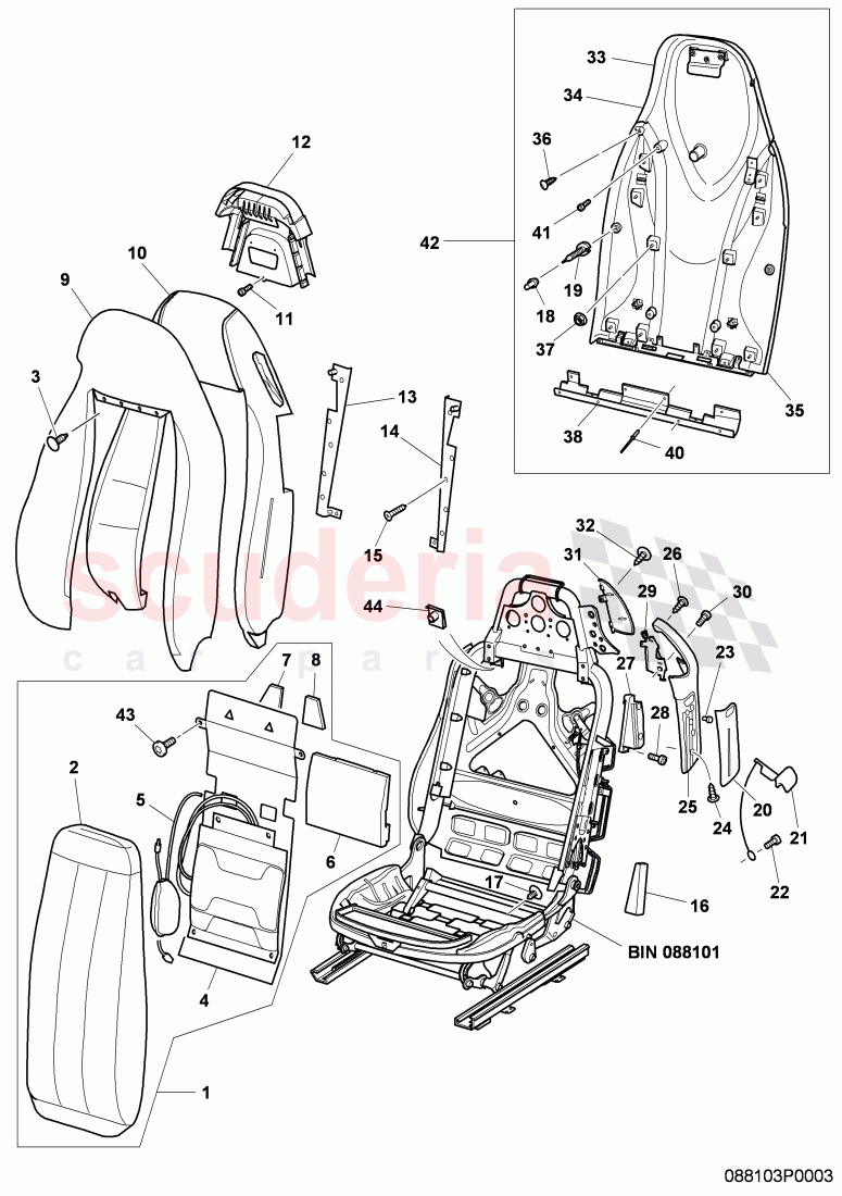 Seat Squab and Headrest, F 3W-7-039 946>> 3W-A-064 385, F ZA-7-039 946>> ZA-A-064 385 of Bentley Bentley Continental GT (2003-2010)