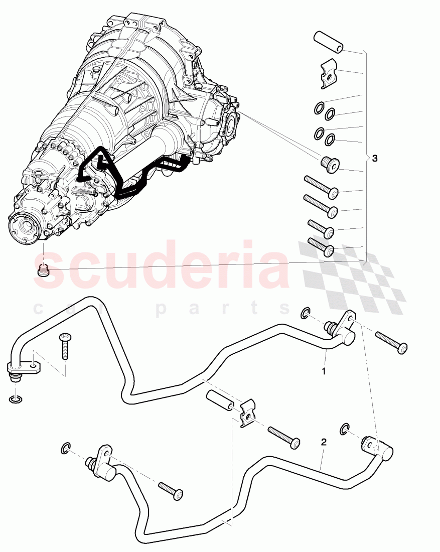 oil pipe, for front axle differential, Fixing and Sealing, for 6 speed automatic transm. of Bentley Bentley Continental GT (2011-2018)