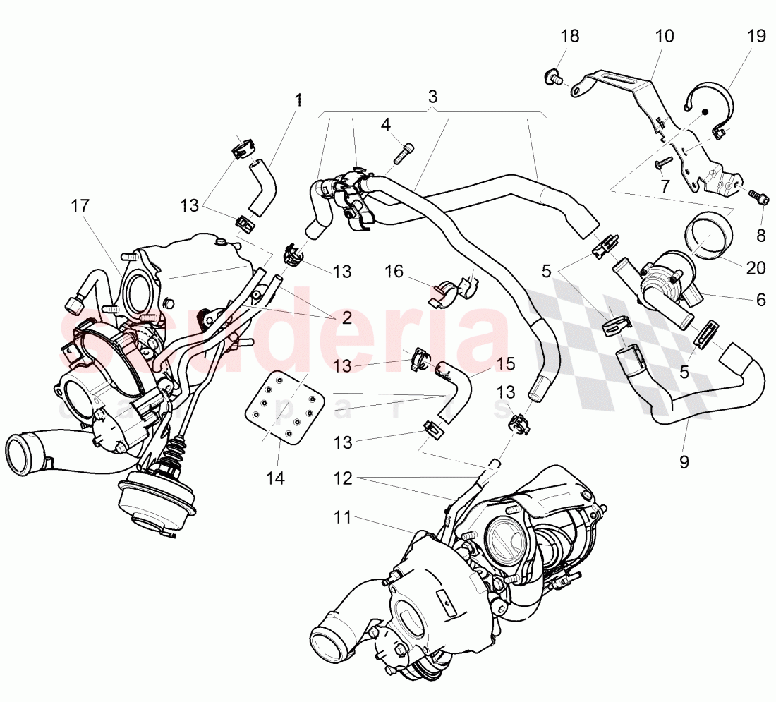 water cooling for turbocharger of Bentley Bentley Continental GT (2011-2018)