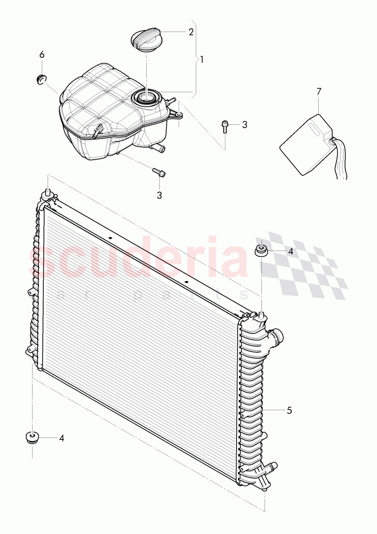 Coolant radiator, reservoir with attachment, parts of Bentley Bentley Continental GT (2011-2018)