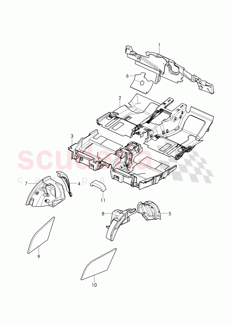 sound absorbers for floor and cross panel, D - MJ 2017>> of Bentley Bentley Mulsanne (2010+)